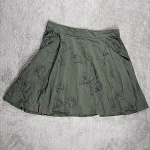 Old Navy Green Floral Pull Up Skirt With Pockets Size Extra Small